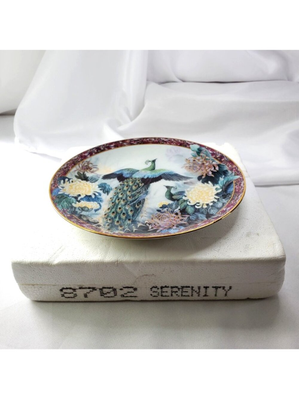 Serenity By Lily Chang Gardens Of Paradise Plate Peacocks Chrysanthemum 1992 COA - Picture 12 of 12